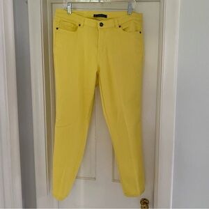 Baccini Jeans Womens Size 14 Yellow Neon Y2K Tapered Leg Denim Bling Pants 35x28
